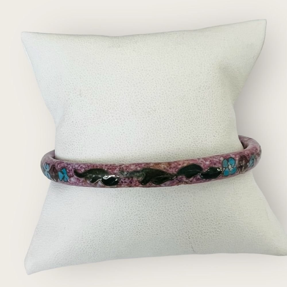 Vintage purple Cloisonne enamel cuff bracelet